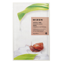 Carica l'immagine nel visualizzatore di Gallery, Mizon - Joyful Time Essence Snail - Maschera rassodante e nutriente con bava di lumaca che trattiene l'umidità per un'idratazione duratura.
